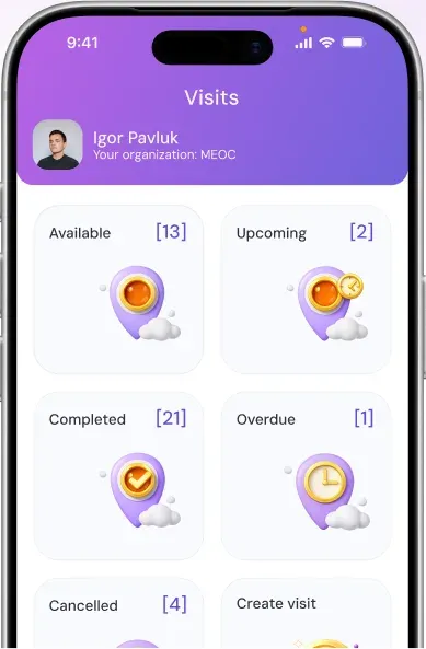 Care Nearby interface