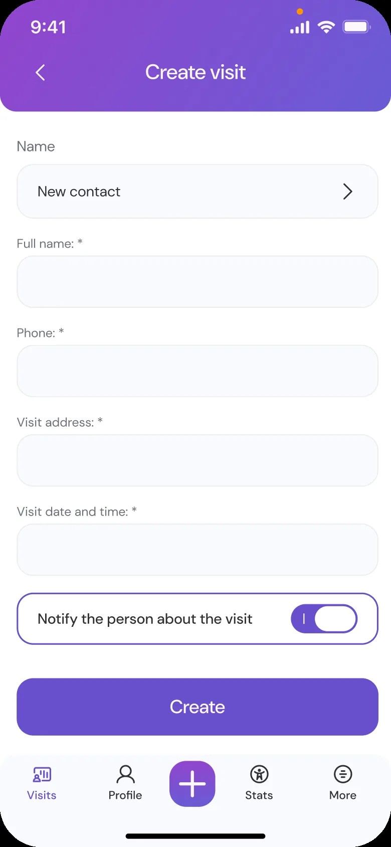 Create visit form